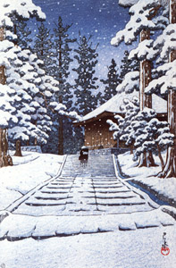 Konjikido in Snow, Hiraizumi [Hasui Kawase, from Kawase Hasui 130th Anniversary Exhibition Catalogue] Thumbnail Images