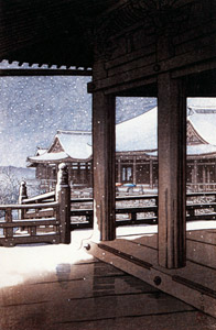 Evening Snow at Kiyomizu Temple [Hasui Kawase, 1950, from Kawase Hasui 130th Anniversary Exhibition Catalogue] Thumbnail Images