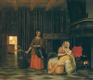 女と子供と召使い [ピーテル・デ・ホーホ, 1663-1665年頃, フェルメール展 光の天才画家とデルフトの巨匠たちより]のサムネイル画像