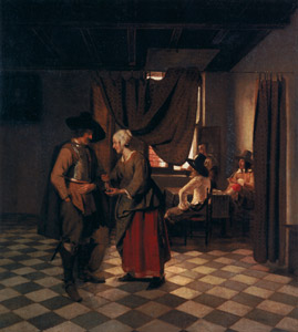 Paying the Hostess [Pieter de Hooch, c.1658, from Vermeer and the Delft Style Exhibition] Thumbnail Images
