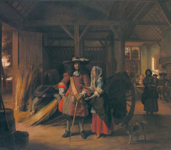 Paying the Hostess [Pieter de Hooch, c.1674, from Vermeer and the Delft Style Exhibition]