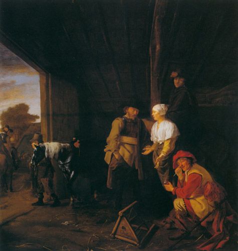 女主人への支払い [ルドルフ・デ・ヨング, 1650-1655年頃, フェルメール展 光の天才画家とデルフトの巨匠たちより] パブリックドメイン画像 
