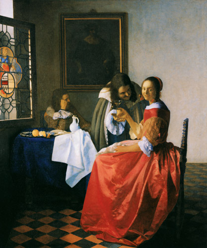 ワイングラスを持つ娘 [ヨハネス・フェルメール, 1659-1660年頃, フェルメール展 光の天才画家とデルフトの巨匠たちより] パブリックドメイン画像 
