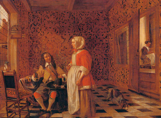 士官と女 [ヘンドリック・ファン・デル・ブルフ, 1665年頃, フェルメール展 光の天才画家とデルフトの巨匠たちより] パブリックドメイン画像 