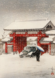新東京百景 芝大門の雪 [川瀬巴水, 1936年, 生誕130年 川瀬巴水展より]のサムネイル画像