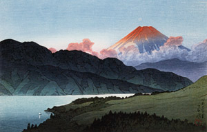Scenes of the Minami Mountain Villa at Moto-Hakone : Evening of Mount Fuji from Lake Ashi [Hasui Kawase, 1935, from Kawase Hasui 130th Anniversary Exhibition Catalogue] Thumbnail Images