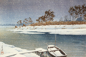 Snow at Koshigaya [Hasui Kawase, 1935, from Kawase Hasui 130th Anniversary Exhibition Catalogue] Thumbnail Images
