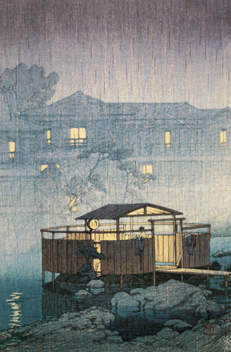 修善寺の雨 [川瀬巴水, 1933年, 生誕130年 川瀬巴水展より] パブリックドメイン画像 