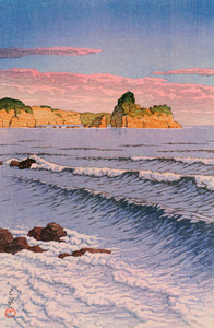 Japanese Sceneries, Eastern Japan Series : Morning Sea at Shiribeshi, Bikuni [Hasui Kawase, 1933, from Kawase Hasui 130th Anniversary Exhibition Catalogue] Thumbnail Images