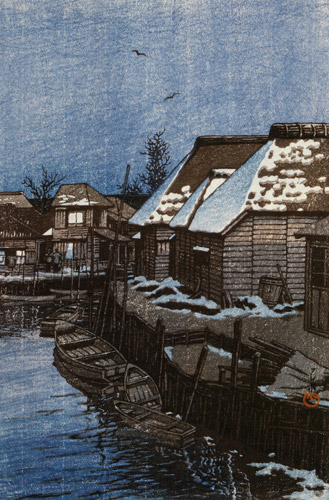 Lingering Snow at Urayasu [Hasui Kawase, 1932, from Kawase Hasui 130th Anniversary Exhibition Catalogue]