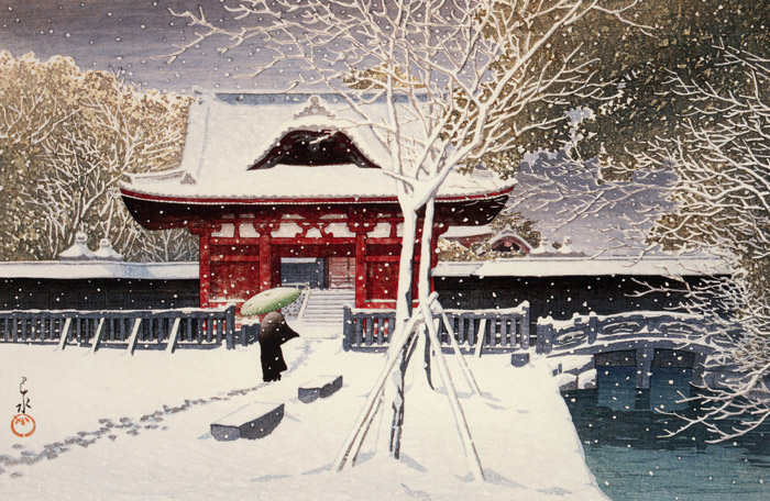 芝公園の雪 [川瀬巴水, 1931年, 生誕130年 川瀬巴水展より] パブリックドメイン画像 