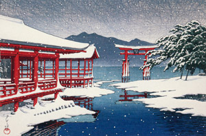 The Miyajima Shrine in Snow [Hasui Kawase, 1935, from Kawase Hasui 130th Anniversary Exhibition Catalogue] Thumbnail Images
