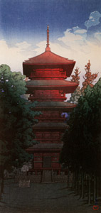 The Pagoda of Ikegami Hommonji Temple [Hasui Kawase, 1928, from Kawase Hasui 130th Anniversary Exhibition Catalogue] Thumbnail Images