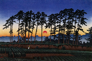 Twenty Views of Tokyo : Ichinokura, Ikegami (Sunset) [Hasui Kawase, 1928, from Kawase Hasui 130th Anniversary Exhibition Catalogue] Thumbnail Images