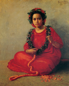 レイを編む娘（ハワイ） [セオドア・ウォレス, 1902年, セオドア・ウォレス展：帰ってきた日本の美より]のサムネイル画像