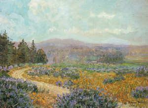 Curving Roadway with Yellow Poppies and Blue Lupins [Theodore Wores,  from The Art of Theodore Wores: Japan’s Beauty Comes Home] Thumbnail Images