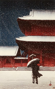 雪の増上寺 [川瀬巴水, 1922年, 生誕130年 川瀬巴水展より]のサムネイル画像
