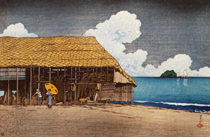 Souvenirs of My Travels, 2nd Series : Seaside Cottage (Etchu-Himi) [Hasui Kawase, 1921, from Kawase Hasui 130th Anniversary Exhibition Catalogue] Thumbnail Images