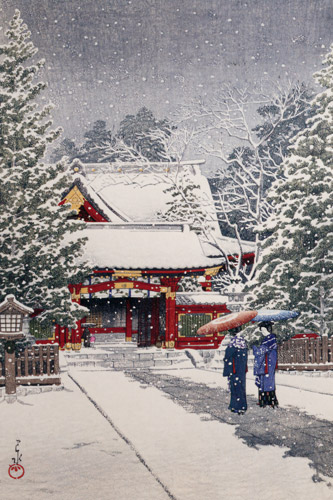 Snow in Front of the Shrine (Hie Shrine) [Hasui Kawase, 1931, from Kawase Hasui 130th Anniversary Exhibition Catalogue]