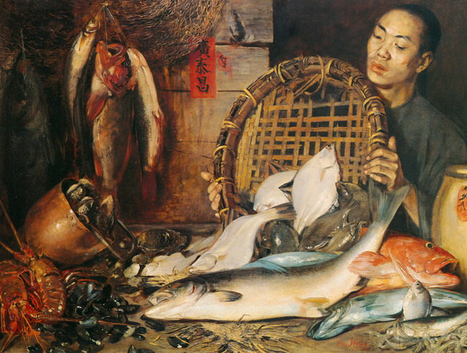 チャイナタウンの魚屋（サンフランシスコ） [セオドア・ウォレス, 1881年, セオドア・ウォレス展：帰ってきた日本の美より] パブリックドメイン画像 
