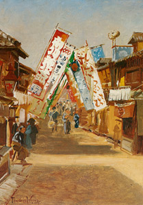 Theater Street in Kyoto [Theodore Wores, 1906, from The Art of Theodore Wores: Japan’s Beauty Comes Home] Thumbnail Images