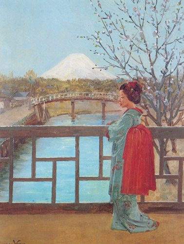 横から望む富士II [セオドア・ウォレス, 1895年, セオドア・ウォレス展：帰ってきた日本の美より] パブリックドメイン画像 