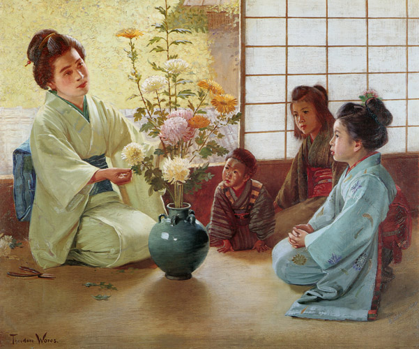 A Lesson in Flower Arrangement [Theodore Wores,  from The Art of Theodore Wores: Japan’s Beauty Comes Home]