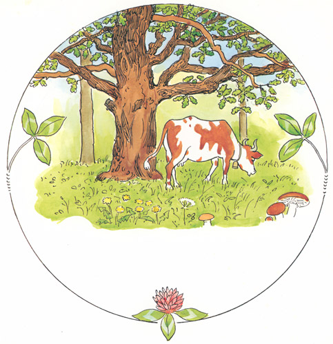 Plate 4 (Little little milk cow ) [Elsa Beskow,  from Tale of the Little Little Old Woman]