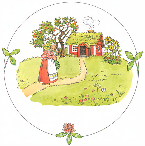 Plate 1 (Little little old woman living in a little little house) [Elsa Beskow, from Tale of the Little Little Old Woman]
