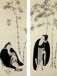 Han-shan and Shih-te [Yokoyama Taikan, c.1925, from TAIKAN and KANZAN] Thumbnail Images