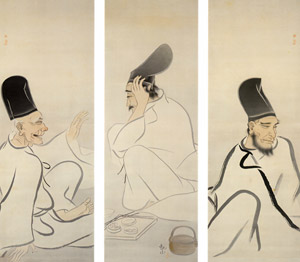 Merry Drinker, Sentimental Drinker, and Vicious Drinker [Kanzan Shimomura, c.1919, from TAIKAN and KANZAN] Thumbnail Images
