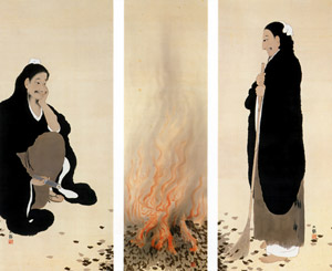 Han-shan and Shih-te by Bonfire [Yokoyama Taikan, 1915, from TAIKAN and KANZAN] Thumbnail Images