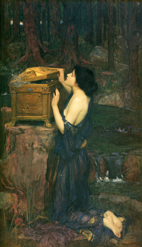 パンドラ [ジョン・ウィリアム・ウォーターハウス, 1896年, J.W. Waterhouseより] パブリックドメイン画像 