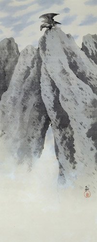 巌上の両雄 [横山大観, 1909年, 大観と観山展 より] パブリックドメイン画像 