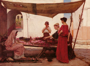 A Flower Stall (or A Grecian Flower Market) [John William Waterhouse, 1880, from J.W. Waterhouse] Thumbnail Images