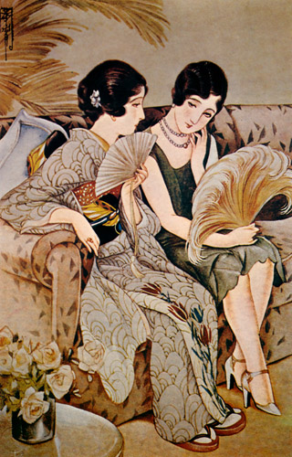 Untitled (Two Women Sitting on a Sofa) [Kashō Takabatake, 1930, from Kashō Takabatake Masterpiece Collection]