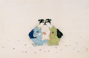 Hanshan Shide Likened to Two Women [Komura Settai, 1942, from Hanga Geijutsu no.146] Thumbnail Images