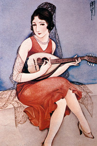 Untitled (Woman Playing Mandolin) [Kashō Takabatake, 1930, from Kashō Takabatake Masterpiece Collection] Thumbnail Images