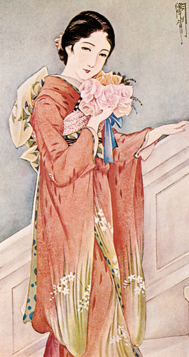 Untitled (Woman in Kimono Holding Bouquet of Flowers) [Kashō Takabatake, 1931, from Kashō Takabatake Masterpiece Collection]