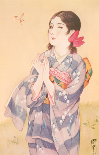 Untitled (Woman in Kimono Looking at Butterfly) [Kashō Takabatake,  from Kashō Takabatake Masterpiece Collection]