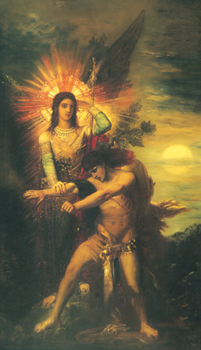 Jacob and the Angel [Gustave Moreau, 1878, from Winthrop Collection of the Fogg Art Museum]