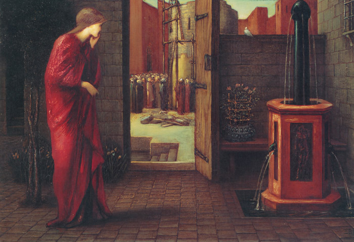 Danaë Watching the Building of the Brazen Tower [Edward Burne-Jones, 1872, from Winthrop Collection of the Fogg Art Museum]