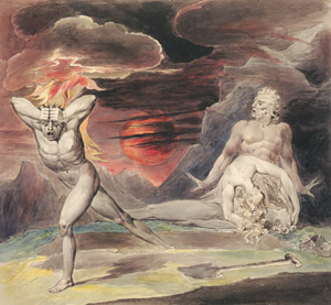 神の怒りから逃れるカイン （アダムとエヴァによって発見されるアベルの遺体） [ウィリアム・ブレイク, 1805-1809年, ウィンスロップ・コレクションより]のサムネイル画像