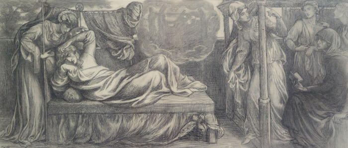 Study for Predella No. 1, for Dante’s Dream: Dante Dreaming [Dante Gabriel Rossetti, 1879, from Winthrop Collection of the Fogg Art Museum]