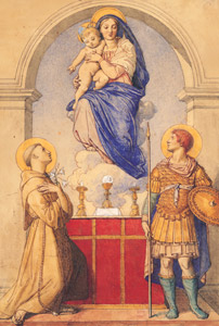 パドヴァの聖アントニウスと聖レオポルドに顕れる聖母子 [ジャン＝オーギュスト＝ドミニク・アングル, 1855年, ウィンスロップ・コレクションより]のサムネイル画像