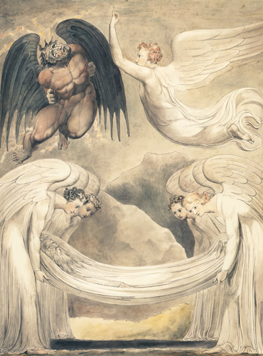叱責される悪魔：モーセの埋葬 [ウィリアム・ブレイク, 1805年, ウィンスロップ・コレクションより] パブリックドメイン画像 