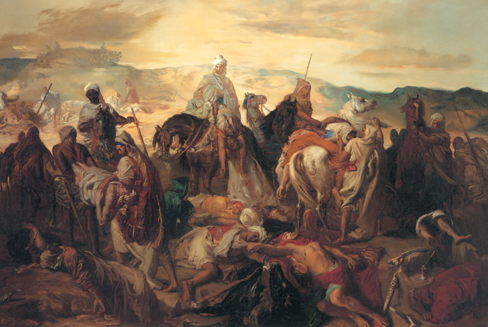 仲間の死体を運ぶアラブの騎兵たち [テオドール・シャセリオー, 1850年, ウィンスロップ・コレクションより] パブリックドメイン画像 