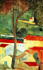 Landscape in Cagnes [Amedeo Modigliani, 1919, from Catalogue de l’Exposition Amedeo Modigliani] Thumbnail Images
