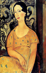 モド夫人（黄色い服の若い女、または美しきスペイン女） [アメデオ・モディリアーニ, 1919年, 「モディリアーニ展」カタログより]のサムネイル画像