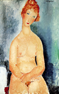 手を組んで坐る裸婦 [アメデオ・モディリアーニ, 1918年, 「モディリアーニ展」カタログより]のサムネイル画像